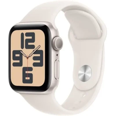Apple Watch SE GPS – 40mm – Aluminium Starlight – Bracelet Sport Starlight M/L (2024) – Reconditionné – Excellent état