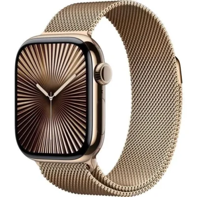 Apple Watch Series 10 GPS+Cellular 42mm Gold Titanium – Bracelet Gold Milanese Loop (2024) – Reconditionné – Etat correct
