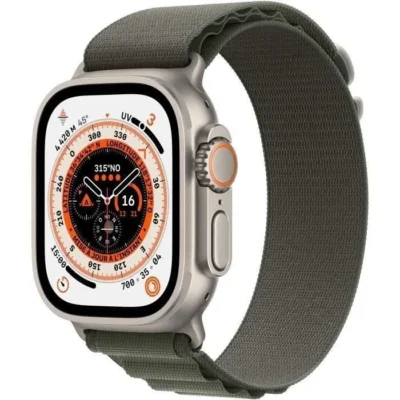 Apple Watch Ultra GPS + Cellular – 49mm – Titanium – Bracelet Green Alpine Loop – Small (2022) – Reconditionné – Excellent état