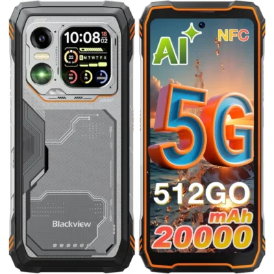 Smartphone Blackview Xplore 1 5G Robuste 48Go + 512Go 20000mAh/55W 64MP AI Caméra 6,78 » 120Hz Écran IP68 Téléphone NFC GPS