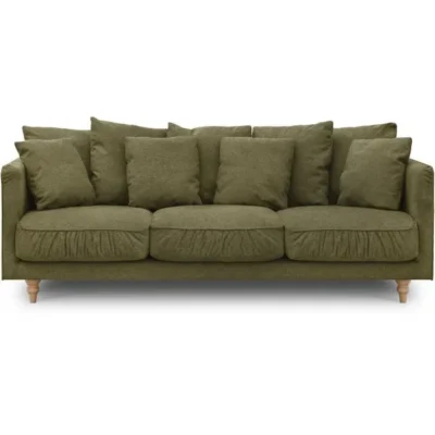 Canapé fixe 4 places Constance – Tissu vert – L 212 x H 87 x P 93 cm