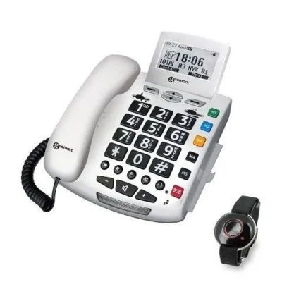 Geemarc Téléphone filaire grosses touches sénior Serenities avec télécommande design