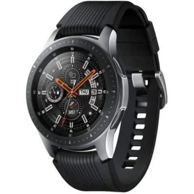Samsung Galaxy Watch 46 mm argent montre intelligente avec bande silicone affichage 1.3&Prime; 4 Go Wi-Fi, NFC, Bluetooth 63 g