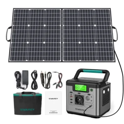 Swarey S500 PRO Générateur Solaire 220V 518Wh Station D&rsquo;Énergie avec panneau Solaire Pliable 100W, Version 2023 Améliorer