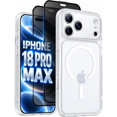 Coque de protection pour IPHONE 18 PRO MAX + 2 verre trempé ANTI ESPION compatible magsafe transparent