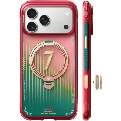 Coque MagSafe TORRAS Édition Coupe du Monde iPhone 17 Pro Max support anneau 360° Rouge Vert