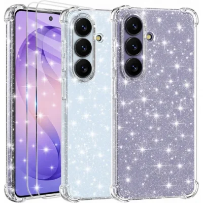 Coque pailletée silicone – MASSILIA TECH – Samsung Galaxy S26 – Transparente – Bords renforcés antichocs – 2 verres trempés