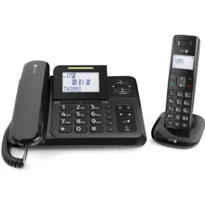 Téléphone filaire et sans fil avec répondeur Doro Comfort 4005 – Noir
