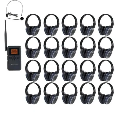 Retekess TA003P TA004S Casque TV sans Fil, 3 canaux Casque Disco Silencieux, 20 écouteurs – pour Yoga, méditation, sonothérapie