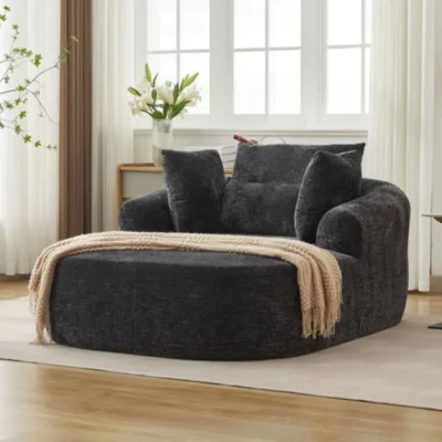 Canapé sans accoudoirs – SOGEU – Chauffeuse Sans Accoudoirs – Velours côtelé noir – Convertible – Livré monté