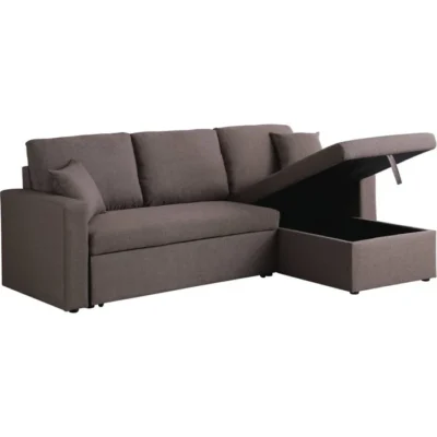 Canapé d&rsquo;angle convertible/ réversible avec coffre « Alain » – 3 places – Taupe