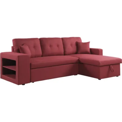 Canapé d&rsquo;angle convertible/réversible « Axel » – 3 places – Rouge