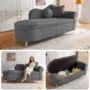 Fauteuil relax - HIBA - Moderne - Tissu Teddy Plush gris - Rangement sous assise - Pieds métal