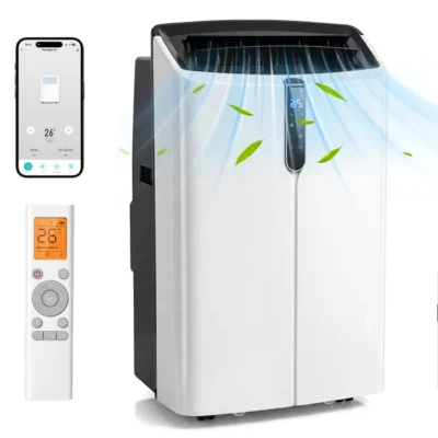 Climatiseur Mobile Silencieux -GIANTEX- 14000 BTU 4,1 kW WiFi, Portable 5 en 1,Chauffage, Déshumidificateur, Ventilateur, Mode Nuit