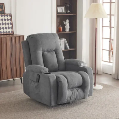 Fauteuil de Massage et Chauffage, avec pivotant à 360°, inclinable manuellement, 76x85x105,Gris foncé