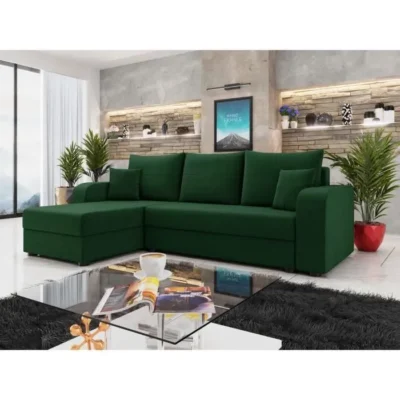 Harvey – canapé d&rsquo;angle réversible – convertible – avec coffre – en velours – 4 places – style contemporain
