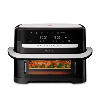 Moulinex Easy Fry Dual Flex, Air Fryer, Tiroir de 9 L pour 8 personnes, Double zone, Séparateur amovible, 7 programmes