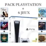 Pack Console de Salon - PlayStation - PS5 Standard - 825 Go - 6 Jeux Inclus - Couleur Blanche