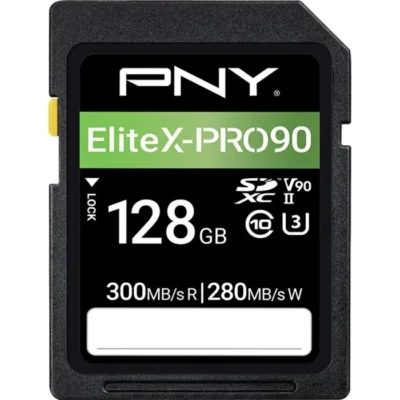 PNY – EliteX-PRO90 – Carte mémoire SDXC – 128 Go – UHS-II – Classe 10 U3 V90