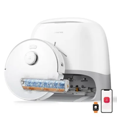 Roborock Qrevo Curv 2 Flow Aspirateur Robot Laveur avec Station 20000Pa, Lavage à l&rsquo;eau Chaude 75℃, Anti-Tangle
