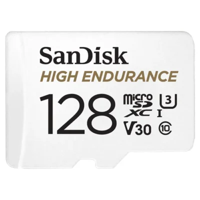 Carte mémoire flash High Endurance – SANDISK – 128 Go – Video Class V30 / UHS-I U3 / Class10